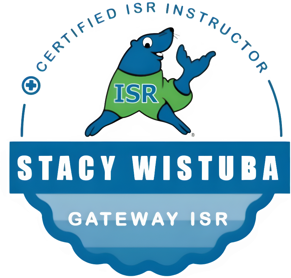 A blue and white logo for the stacy wistuba institute of science and technology.