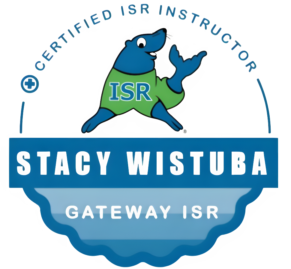 A blue and green logo for the stacy wistuba gateway isr.